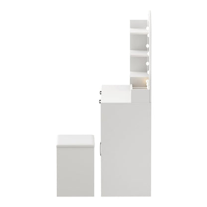 DT-BD-ARCH-WH-AB 2-Piece Diana LED Dressing Table & Stool Set White