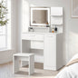 DT-BD-SHE-WH Oikiture Dressing Table Stool Set Makeup Mirror LED Light Large Cabinet White