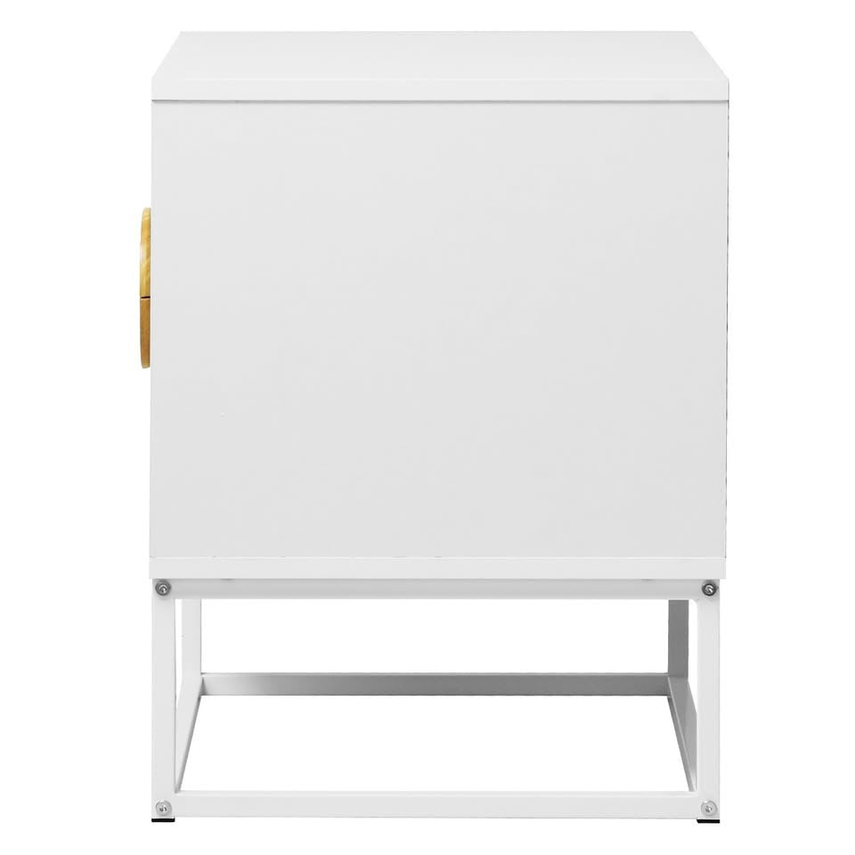 BT-COMO-2D-WH Living Fusion Dalton 2-Drawer Bedside Table Wooden Handles Metal Leg White