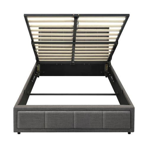 BF-B-BOSS-KS-GY-ABC Oikiture Bed Frame King Single Gas Lift Storage Base Grey Fabric