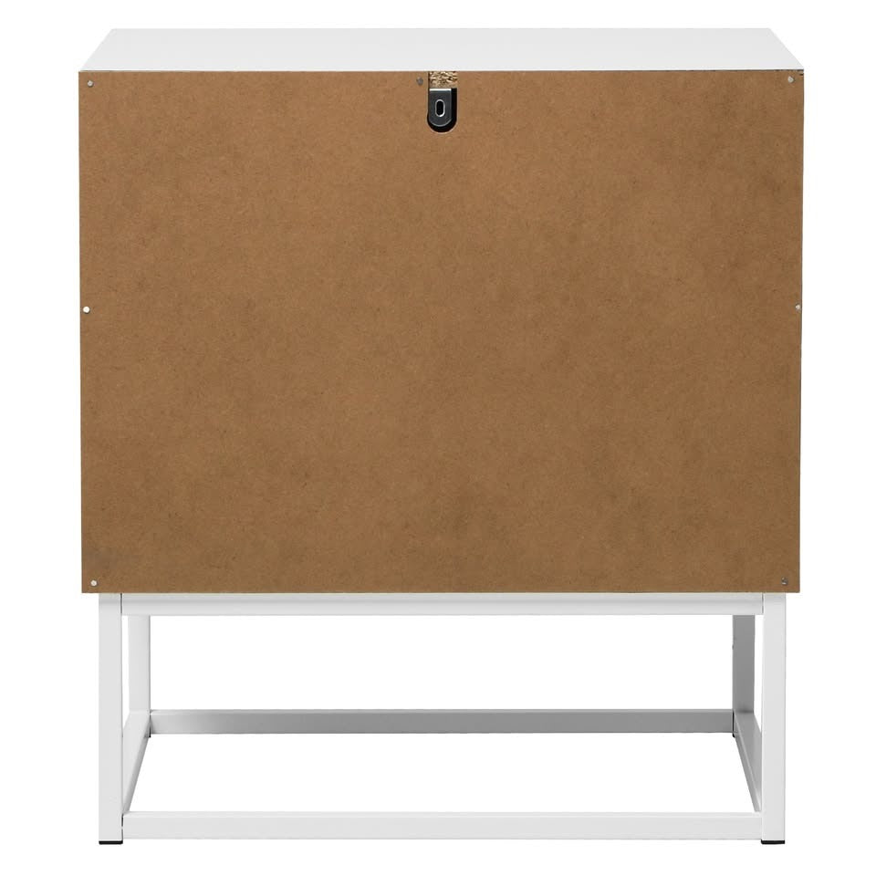 BT-COMO-2D-WH Living Fusion Dalton 2-Drawer Bedside Table Wooden Handles Metal Leg White