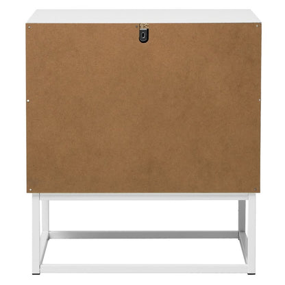 BT-COMO-2D-WH Living Fusion Dalton 2-Drawer Bedside Table Wooden Handles Metal Leg White