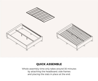 BF-B-ZICO-KS-GY-AB Oikiture Bed Frame King Single Bed Base Platform Grey