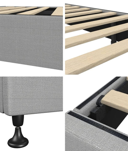 BF-B-ZICO-KS-GY-AB Oikiture Bed Frame King Single Bed Base Platform Grey