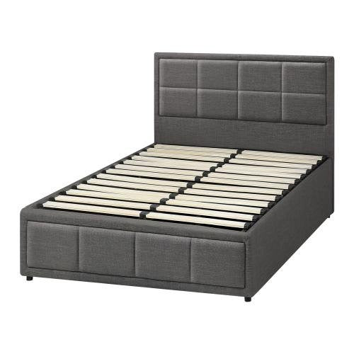 BF-B-BOSS-KS-GY-ABC Oikiture Bed Frame King Single Gas Lift Storage Base Grey Fabric