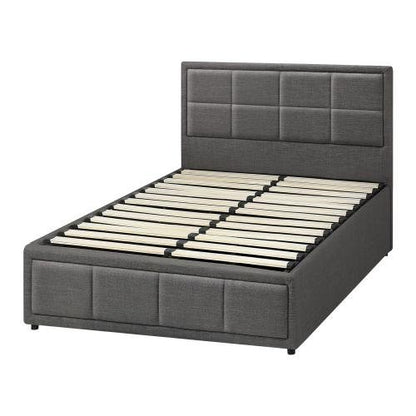 BF-B-BOSS-KS-GY-ABC Oikiture Bed Frame King Single Gas Lift Storage Base Grey Fabric