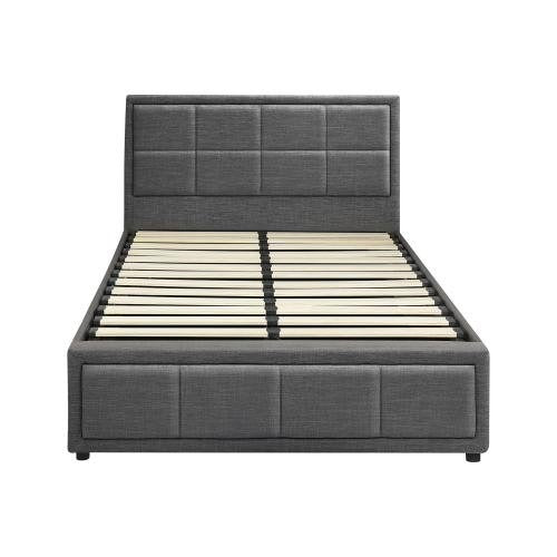 BF-B-BOSS-KS-GY-ABC Oikiture Bed Frame King Single Gas Lift Storage Base Grey Fabric