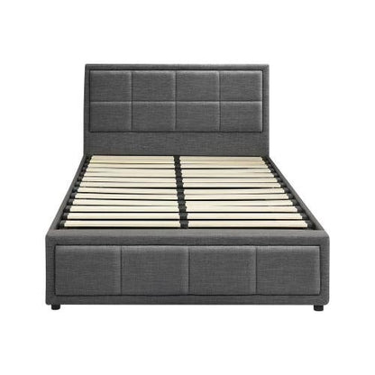 BF-B-BOSS-KS-GY-ABC Oikiture Bed Frame King Single Gas Lift Storage Base Grey Fabric