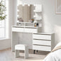 DT-ST-B20-WH-AB Oikiture Dressing Table Stool Set Makeup Mirror 10 LED Bulbs Cabinet White