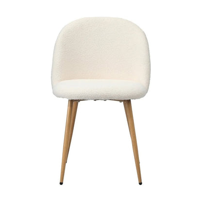 DCH-AHB9-WHWD-2PC Oikiture Dining Chairs Accent Chair Armchair Upholstered Sherpa Wooden White