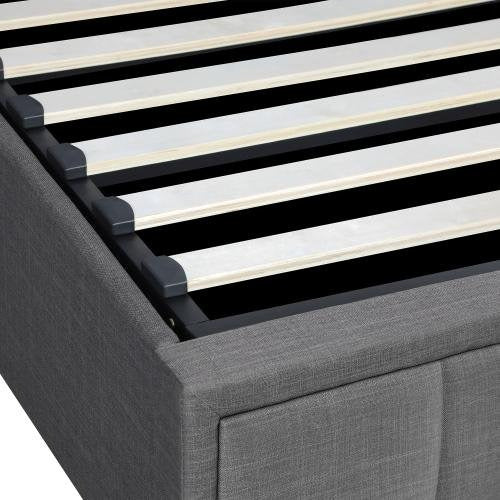 BF-B-BOSS-KS-GY-ABC Oikiture Bed Frame King Single Gas Lift Storage Base Grey Fabric