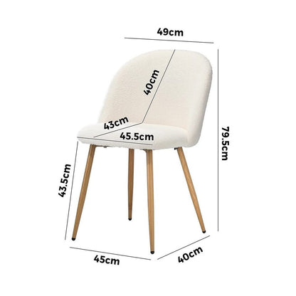 DCH-AHB9-WHWD-2PC Oikiture Dining Chairs Accent Chair Armchair Upholstered Sherpa Wooden White