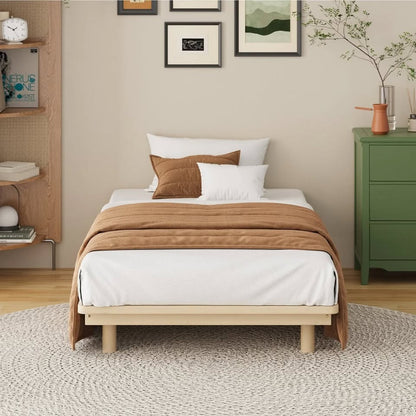 BF-W-B-FLOAT-WD-KS Oikiture Bed Frame King Single Size Wooden Bed Base Timber Floating Beds