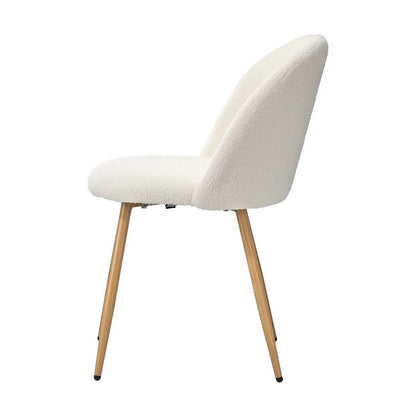 DCH-AHB9-WHWD-2PC Oikiture Dining Chairs Accent Chair Armchair Upholstered Sherpa Wooden White