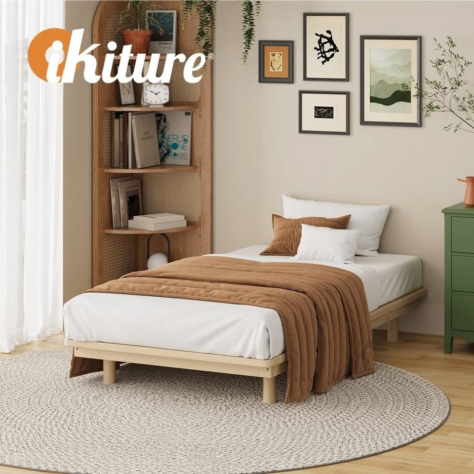 BF-W-B-FLOAT-WD-KS Oikiture Bed Frame King Single Size Wooden Bed Base Timber Floating Beds