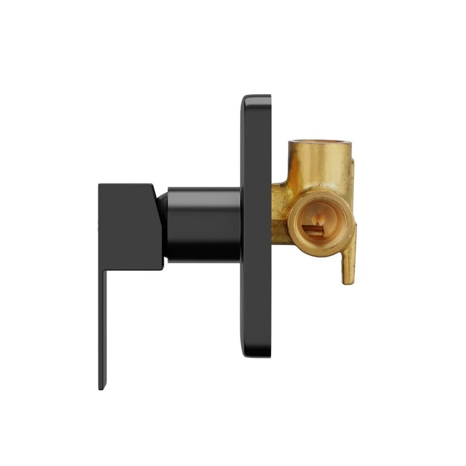 SH-LG-SQ-250-MIX-BK Welba 10" Rain Shower Head Set Square Handheld With Shower Mixer Tap Black