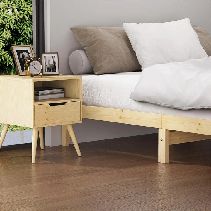 BF-W-A88-BB-KS-WD Oikiture Bed Frame King Single Wooden Timber Mattress Base Bed Base Platform