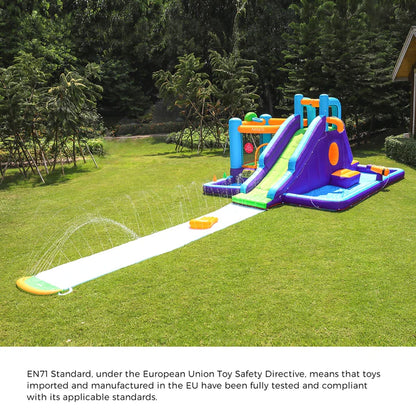 ITOY-MGPK-11+ITOY-BLOW-75-GN AirMyFun Inflatable WaterSlide Trampoline Castle Bounce House Splash Jumping Toy