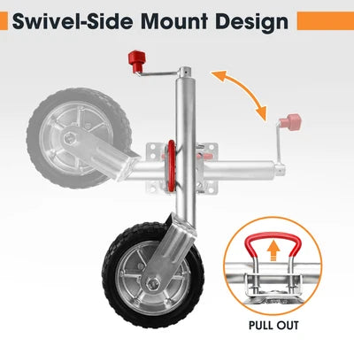 JOCKEY-10-WHEEL Jockey Wheel 10" Inch Swing Up Rubber Wheel 1000kg Caravan Boat Trailer