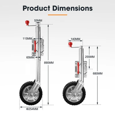 JOCKEY-10-WHEEL Jockey Wheel 10" Inch Swing Up Rubber Wheel 1000kg Caravan Boat Trailer