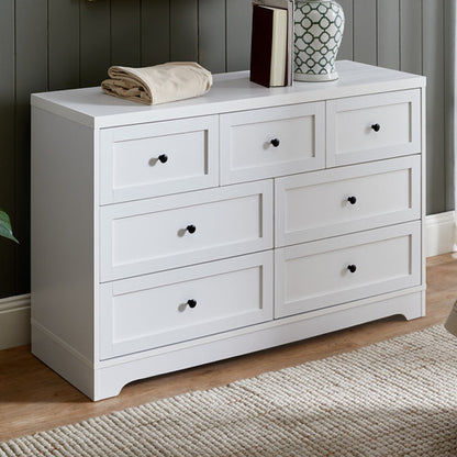 COD-HAMP-7D-WH-AB Oikiture White Color 7 Chest of Drawers Tallboy Dresser Table Storage Cabinet