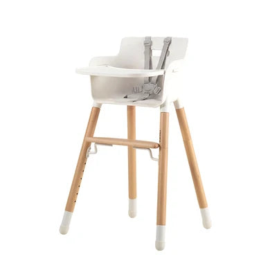KID-HC1002-WH PlayPals Baby High Chair Beech Wood 2 Height Modes Adjustable Footrest