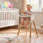KID-HC1002-WH PlayPals Baby High Chair Beech Wood 2 Height Modes Adjustable Footrest