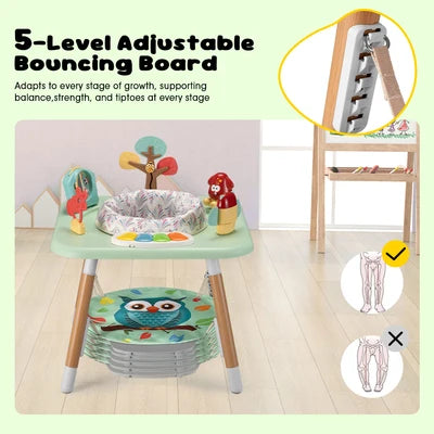 KID-PJC1001-GN PlayPals Baby Activity Center Jumper 360° Rotary Seat 5 Adjustable Heights Green