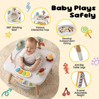KID-PJC1001-GN PlayPals Baby Activity Center Jumper 360° Rotary Seat 5 Adjustable Heights Green