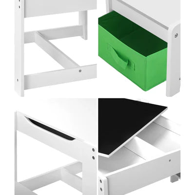 KID-STA-GNWH Oikiture Kids Table and Chair Set Storage Box Toys Wooden Play Activity Desk Stu