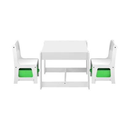 KID-STA-GNWH Oikiture Kids Table and Chair Set Storage Box Toys Wooden Play Activity Desk Stu