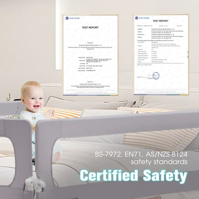 KID1003-S-150 Playpals Baby Bed Rail 150x85CM Adjustable Folding Kids Safety Toddler Protect