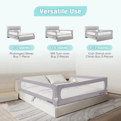 KID1003-S-150 Playpals Baby Bed Rail 150x85CM Adjustable Folding Kids Safety Toddler Protect