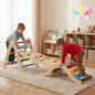 KID1038-02 PlayPals 6-In-1 Pikler Triangle Set Wooden Montessori Climbing for Toddlers