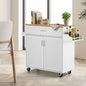 KT-CLEO-WHWD Oikiture Kitchen Island Trolley Rolling Storage Cart with Drawer & Towel Rack