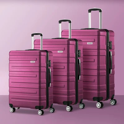 LGS-A1-3PCS-PM Mazam 3pc Luggage Suitcase Trolley Set Travel TSA Lock Storage Hard Case Magenta