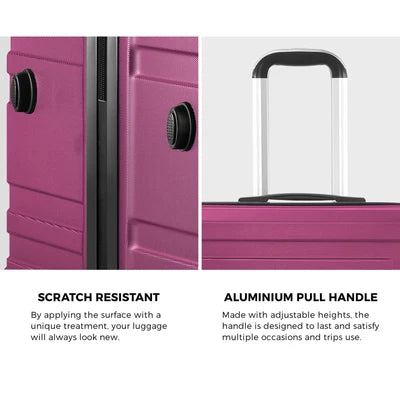 LGS-A1-3PCS-PM Mazam 3pc Luggage Suitcase Trolley Set Travel TSA Lock Storage Hard Case Magenta