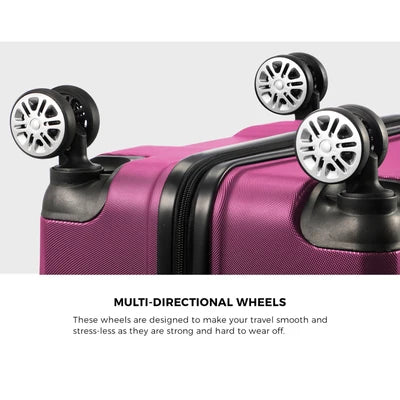 LGS-A1-3PCS-PM Mazam 3pc Luggage Suitcase Trolley Set Travel TSA Lock Storage Hard Case Magenta