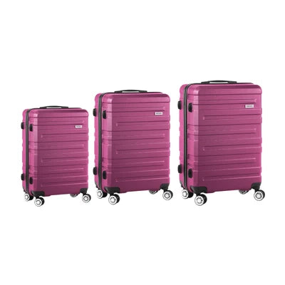 LGS-A1-3PCS-PM Mazam 3pc Luggage Suitcase Trolley Set Travel TSA Lock Storage Hard Case Magenta