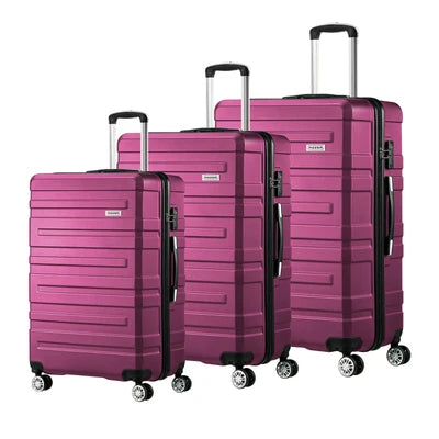LGS-A1-3PCS-PM Mazam 3pc Luggage Suitcase Trolley Set Travel TSA Lock Storage Hard Case Magenta