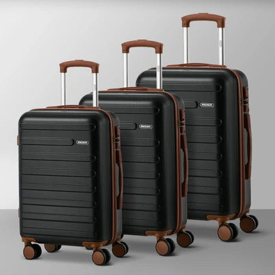 LGS-MAT-3PC-BK Mazam 3PCS Luggage Suitcase Trolley Set Travel TSA Lock Hard Shell Case Black