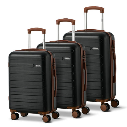 LGS-MAT-3PC-BK Mazam 3PCS Luggage Suitcase Trolley Set Travel TSA Lock Hard Shell Case Black