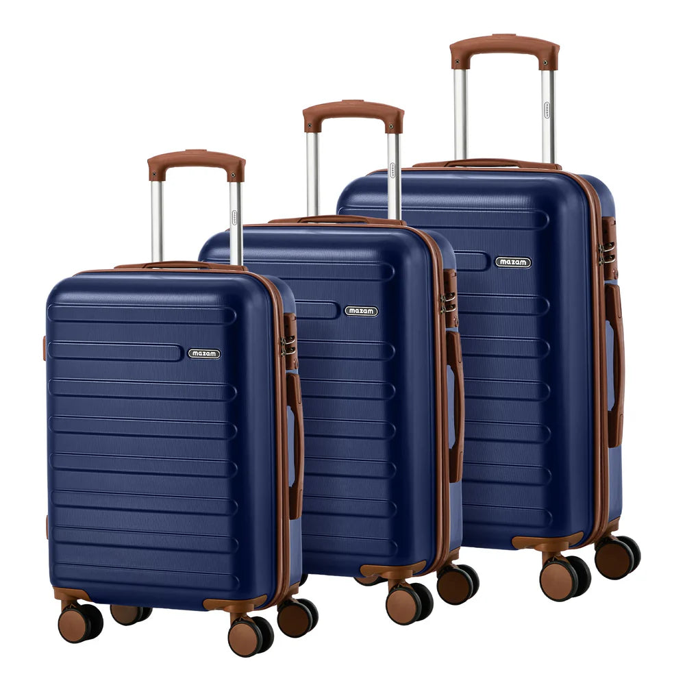 LGS-MAT-3PC-NV Mazam 3PCS Luggage Suitcase Trolley Set Travel TSA Lock Hard Shell Case Navy