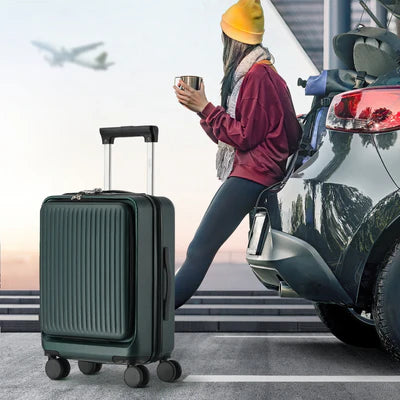 LGS-PAUL-20-GN Mazam 20" Luggage Suitcase Front Opening Travel Carry On TSA Hard Case Green