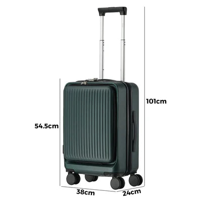 LGS-PAUL-20-GN Mazam 20" Luggage Suitcase Front Opening Travel Carry On TSA Hard Case Green