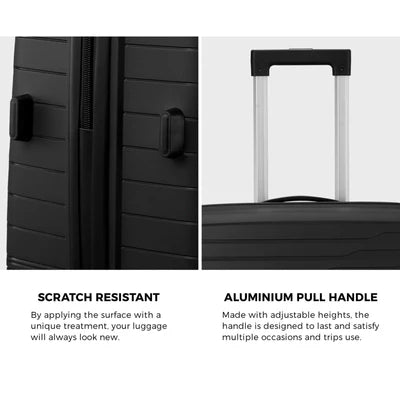 LGS-SAM-3PC-BK Mazam 3PCS Luggage Suitcase Trolley Set Travel TSA Lock Storage Black PP Case