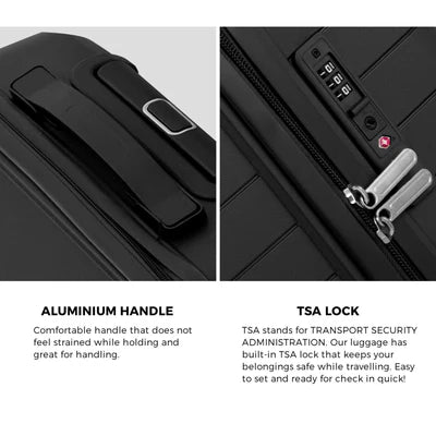 LGS-SAM-3PC-BK Mazam 3PCS Luggage Suitcase Trolley Set Travel TSA Lock Storage Black PP Case