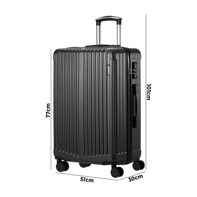 LGS-STRIPE-28-GY Mazam 28" Luggage Suitcase Trolley Set Travel TSA Lock Storage ABS Case Grey