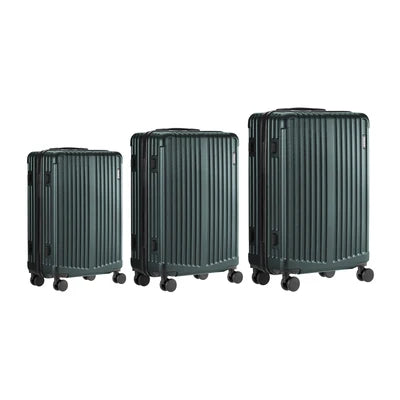 LGS-STRIPE-3PC-GN Mazam 3PCS Luggage Suitcase Trolley Set Travel TSA Lock Storage ABS Case Green