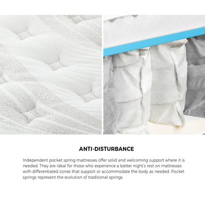 MAT-A22PL-OLIV-K Bedra King Mattress Cool Gel Foam Pocket Spring 34CM with Pillows